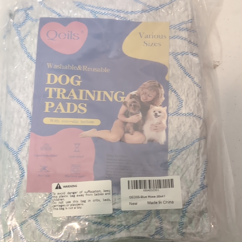 Qeils Washable Anti-slip Dog Training Pads - Blue 1 Pad 36X41" New In Package